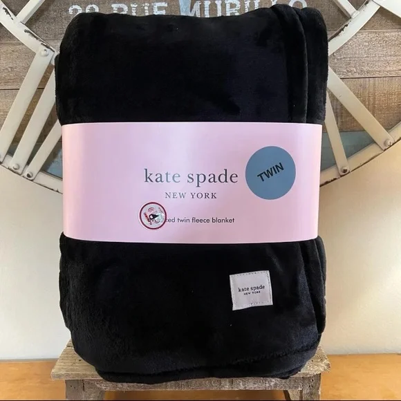 kate spade Bedding Nwt Kate Spade Twin Black Fleece Blanket